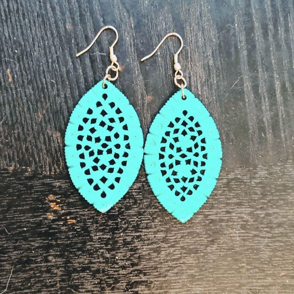 Leaf Laser Cut Statement Earrings